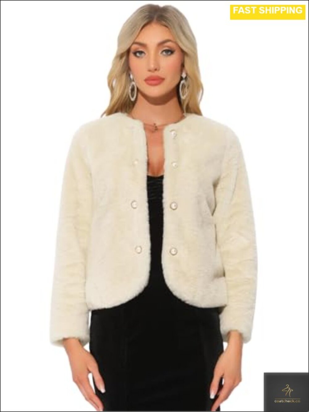 Faux Fur Coat Open Front Fluffy Jacket Formal Wedding Evening Cardigan